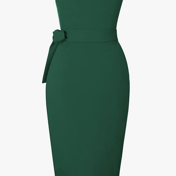 NWT Green Knee Length Faux Wrap Dress Size S - Picture 2 of 5